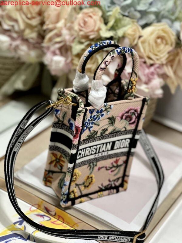 Replica Dior S5555 Mini Dior Book Tote Phone Bag Pink multicolor embroidery S1103 3