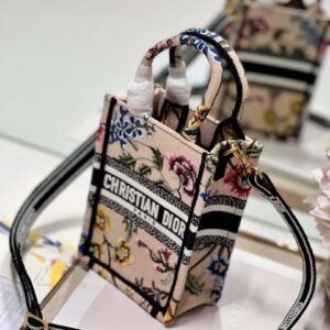 Replica Dior S5555 Mini Dior Book Tote Phone Bag Pink multicolor embroidery S1103 2