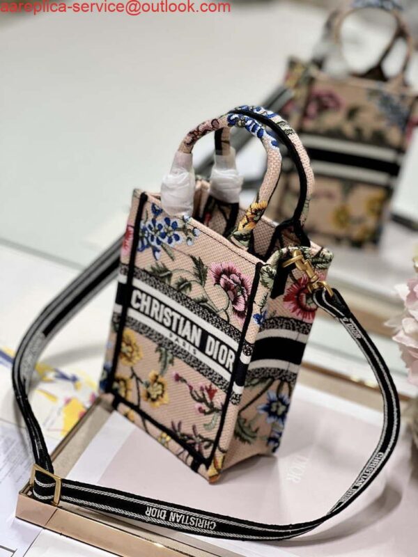 Replica Dior S5555 Mini Dior Book Tote Phone Bag Pink multicolor embroidery S1103 4