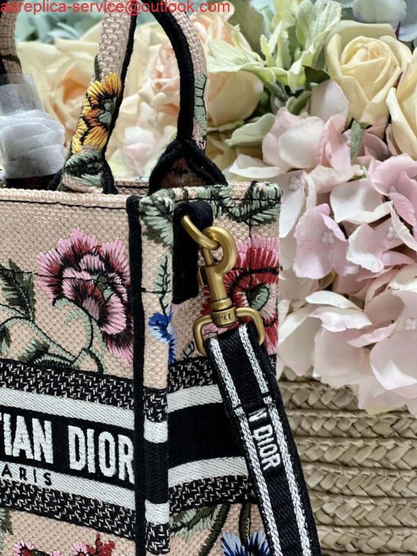 Replica Dior S5555 Mini Dior Book Tote Phone Bag Pink multicolor embroidery S1103 5