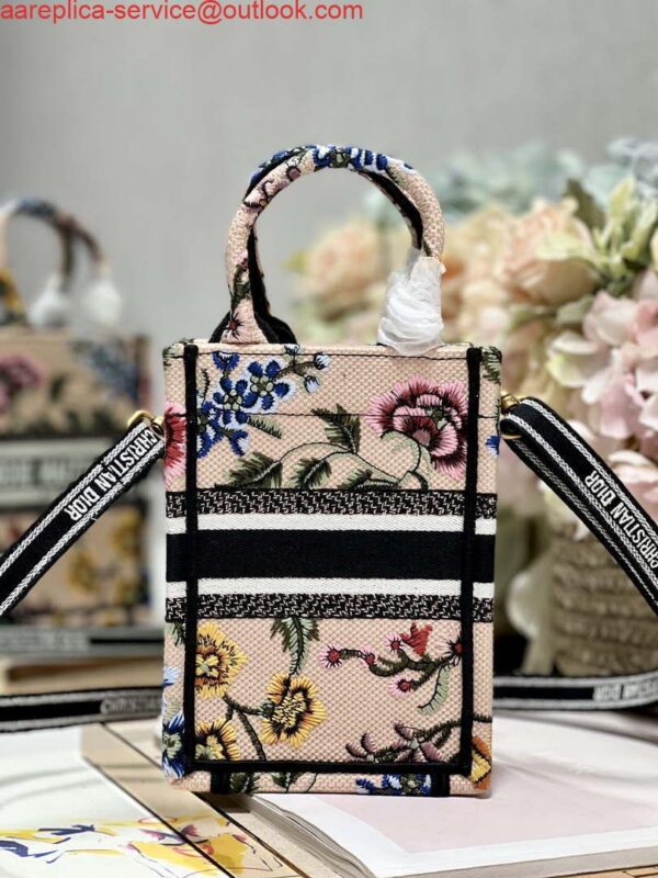 Replica Dior S5555 Mini Dior Book Tote Phone Bag Pink multicolor embroidery S1103 6