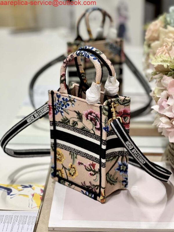 Replica Dior S5555 Mini Dior Book Tote Phone Bag Pink multicolor embroidery S1103 7