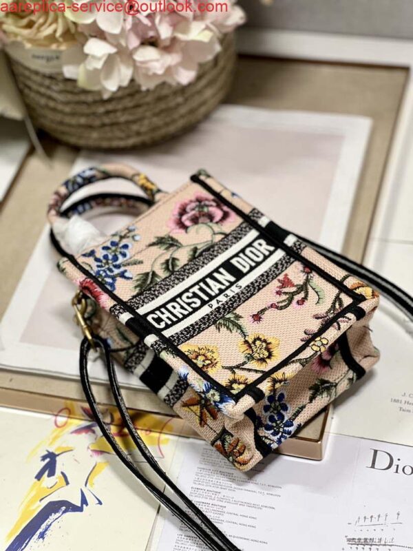 Replica Dior S5555 Mini Dior Book Tote Phone Bag Pink multicolor embroidery S1103 8