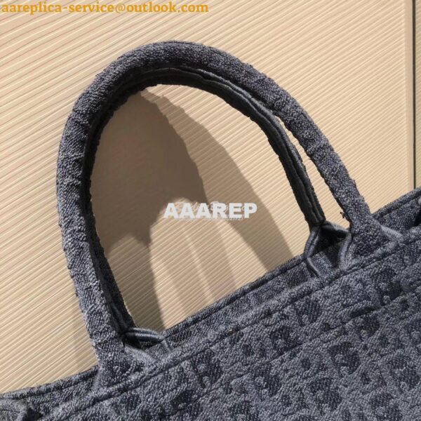 Replica Dior Book Tote Bag In Blue Denim Oblique Embroidered Canvas 5