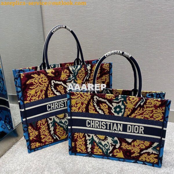 Replica Dior Book Tote bag in Blue Multicolor Dior Paisley Embroidery 3