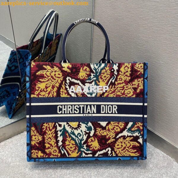 Replica Dior Book Tote bag in Blue Multicolor Dior Paisley Embroidery 5