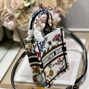 Replica Dior S5555 Mini Dior Book Tote Phone Bag White multicolor embroidery S1101