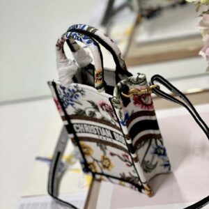 Replica Dior S5555 Mini Dior Book Tote Phone Bag White multicolor embroidery S1101 2