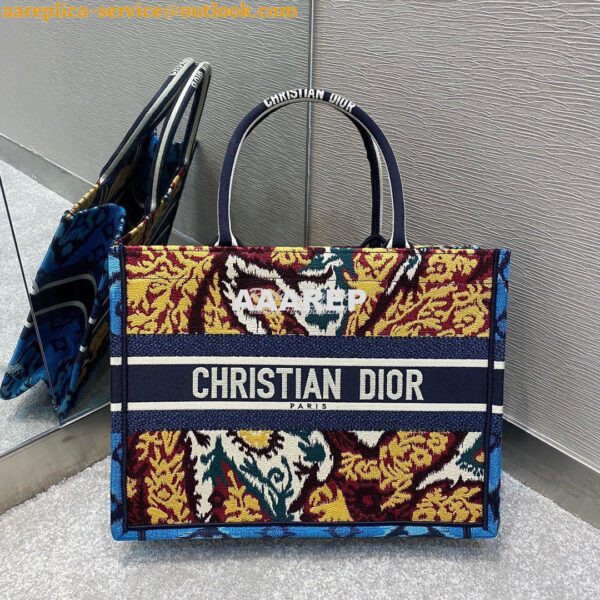 Replica Dior Book Tote bag in Blue Multicolor Dior Paisley Embroidery 11