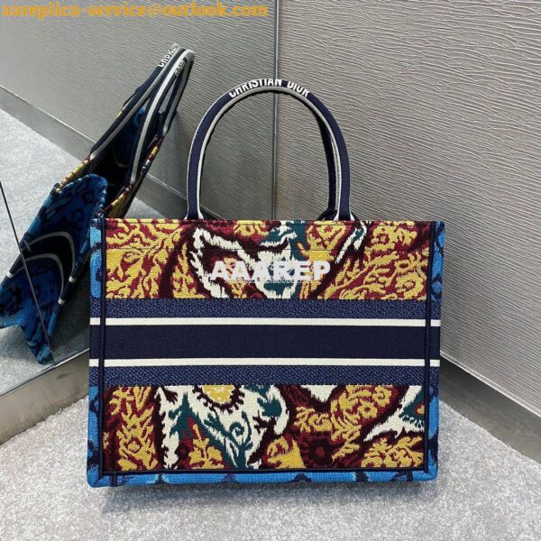 Replica Dior Book Tote bag in Blue Multicolor Dior Paisley Embroidery 15