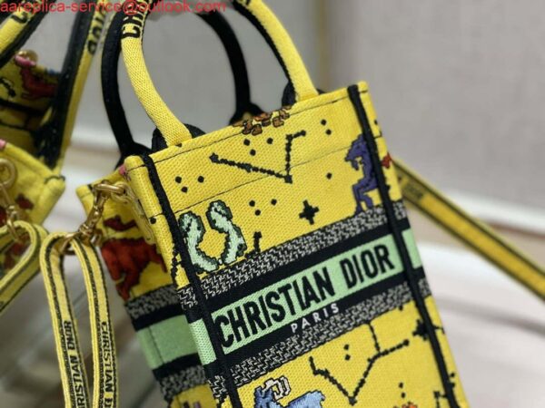 Replica Dior S5555 Mini Dior Book Tote Phone Bag Yellow multicolor Deer embroidery S1106 5