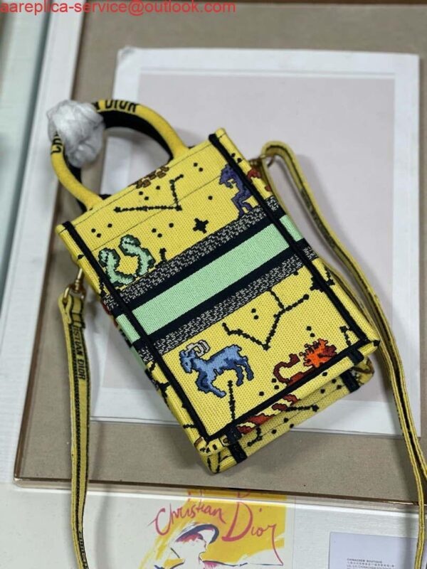 Replica Dior S5555 Mini Dior Book Tote Phone Bag Yellow multicolor Deer embroidery S1106 9