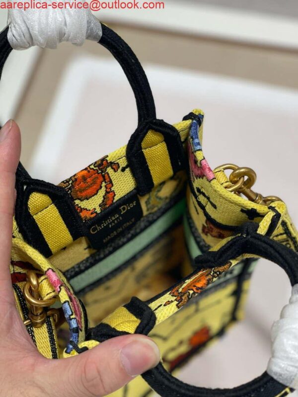 Replica Dior S5555 Mini Dior Book Tote Phone Bag Yellow multicolor Deer embroidery S1106 10