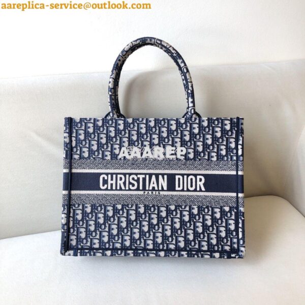 Replica Dior Book Tote bag in Blue Oblique Embroidered Canvas 12