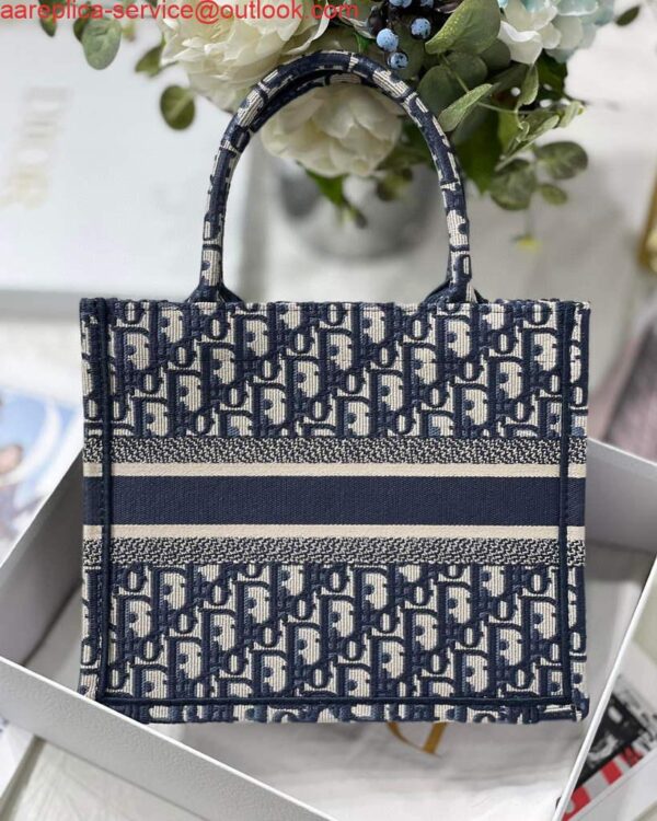 Replica Dior Book Tote M1265 Small Dior Oblique Embroidery Blue 7