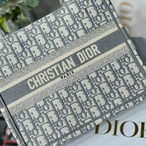 Replica Dior Book Tote M1265 Small Dior Oblique Embroidery Gray