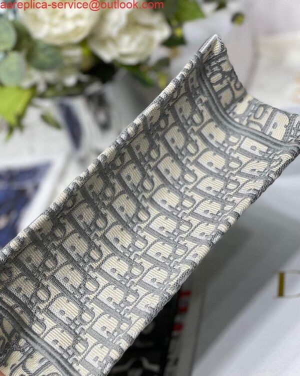 Replica Dior Book Tote M1265 Small Dior Oblique Embroidery Gray 7