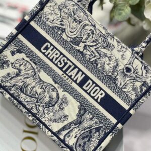 Replica Dior Book Tote M1265 Small Dior Toile De Jouy Reverse Embroidery Blue