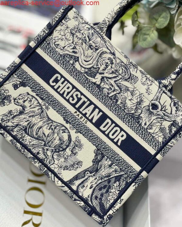 Replica Dior Book Tote M1265 Small Dior Toile De Jouy Reverse Embroidery Blue 3