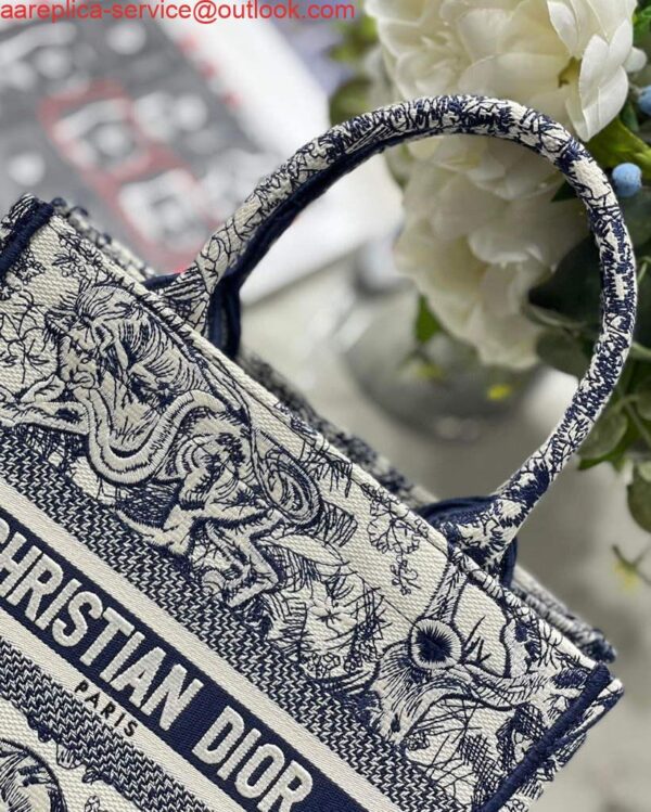 Replica Dior Book Tote M1265 Small Dior Toile De Jouy Reverse Embroidery Blue 5