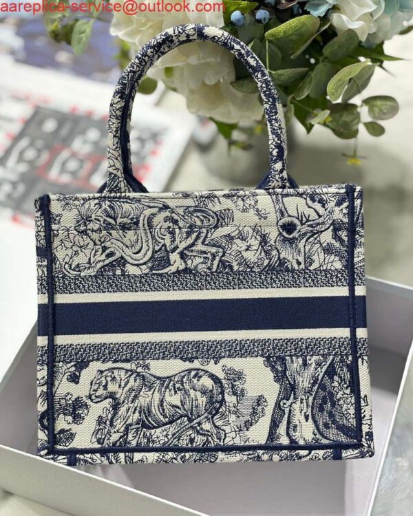 Replica Dior Book Tote M1265 Small Dior Toile De Jouy Reverse Embroidery Blue 7