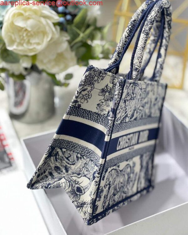 Replica Dior Book Tote M1265 Small Dior Toile De Jouy Reverse Embroidery Blue 8