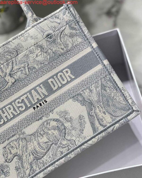 Replica Dior Book Tote M1265 Small Dior Toile De Jouy Reverse Embroidery Gray 5