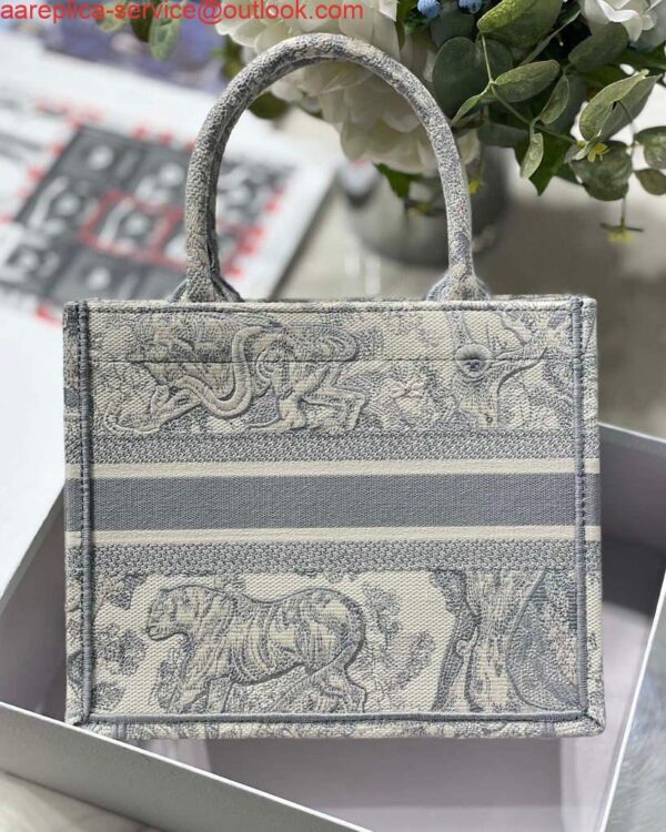 Replica Dior Book Tote M1265 Small Dior Toile De Jouy Reverse Embroidery Gray 7