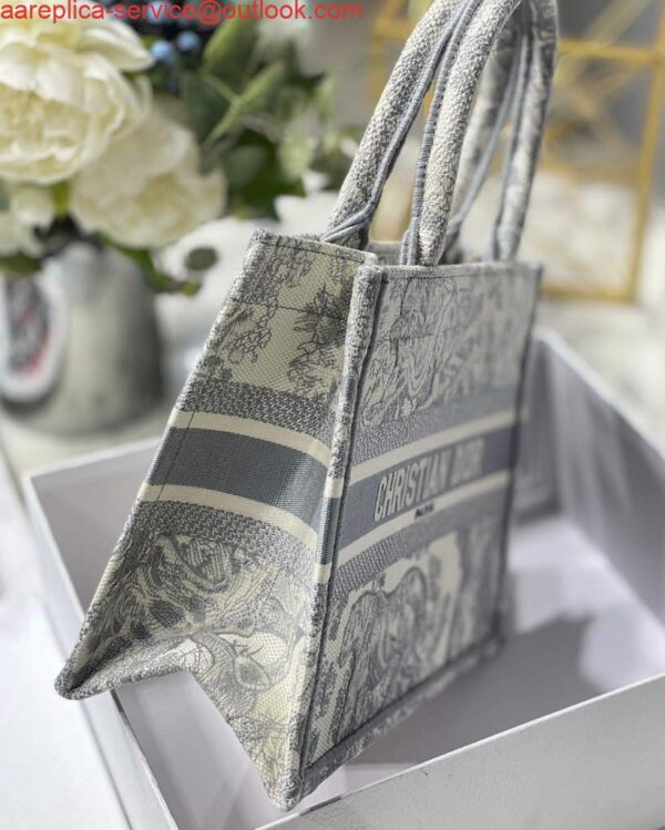 Replica Dior Book Tote M1265 Small Dior Toile De Jouy Reverse Embroidery Gray 8