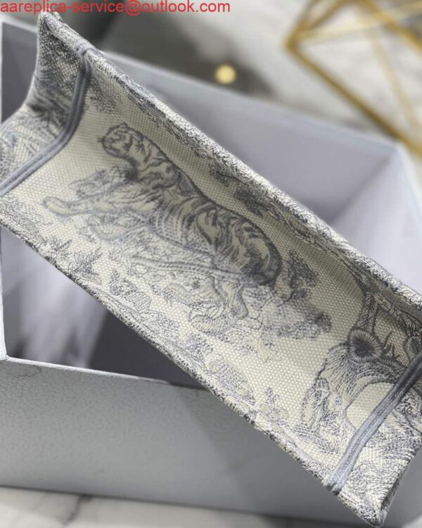 Replica Dior Book Tote M1265 Small Dior Toile De Jouy Reverse Embroidery Gray 9