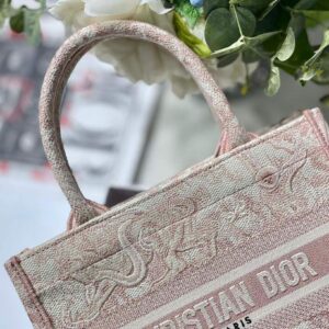 Replica Dior Book Tote M1265 Small Dior Toile De Jouy Reverse Embroidery Pink 2