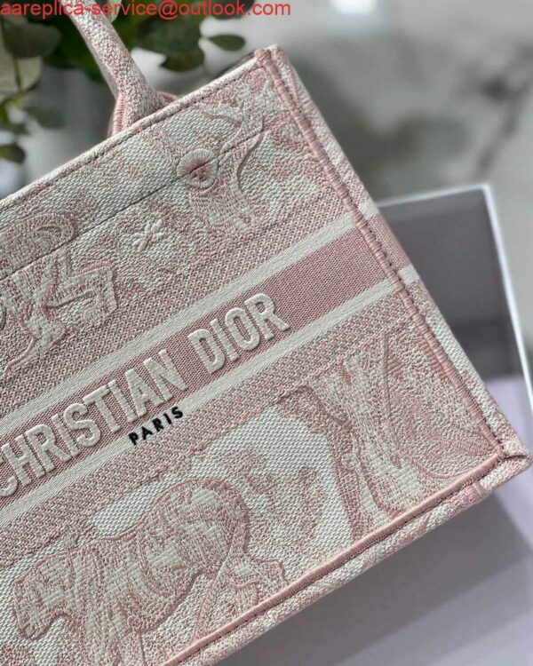 Replica Dior Book Tote M1265 Small Dior Toile De Jouy Reverse Embroidery Pink 5