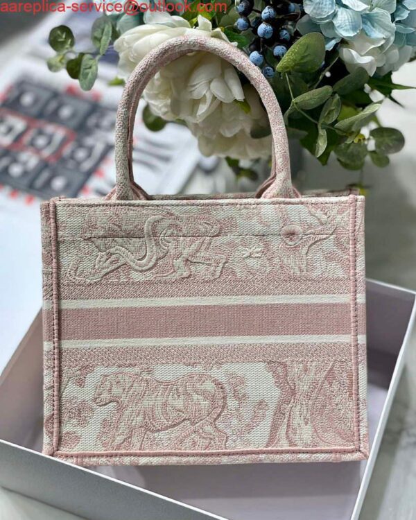 Replica Dior Book Tote M1265 Small Dior Toile De Jouy Reverse Embroidery Pink 6