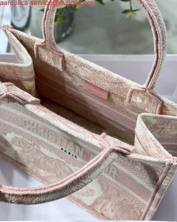 Replica Dior Book Tote M1265 Small Dior Toile De Jouy Reverse Embroidery Pink 9