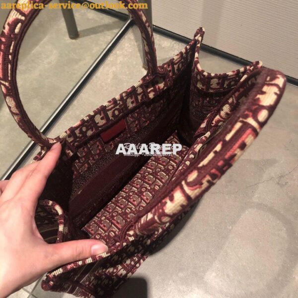 Replica Dior Book Tote bag in burgundy Oblique Embroidered Canvas 14