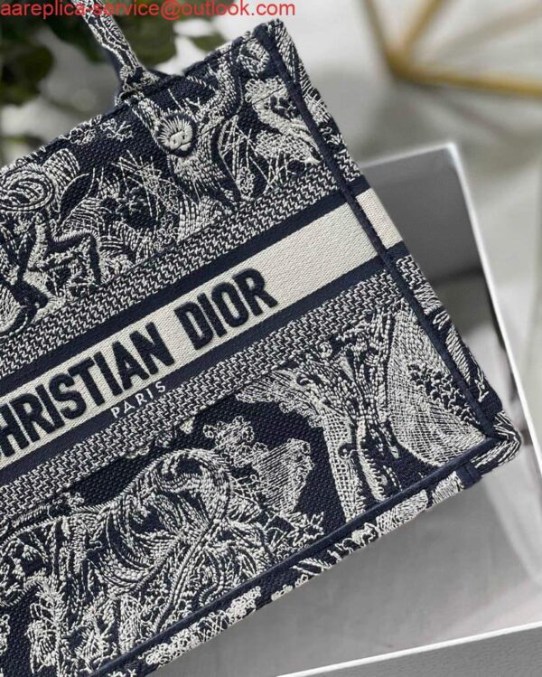 Replica Dior Book Tote M1265 Small Toile De Jouy Embroidery Blue 6