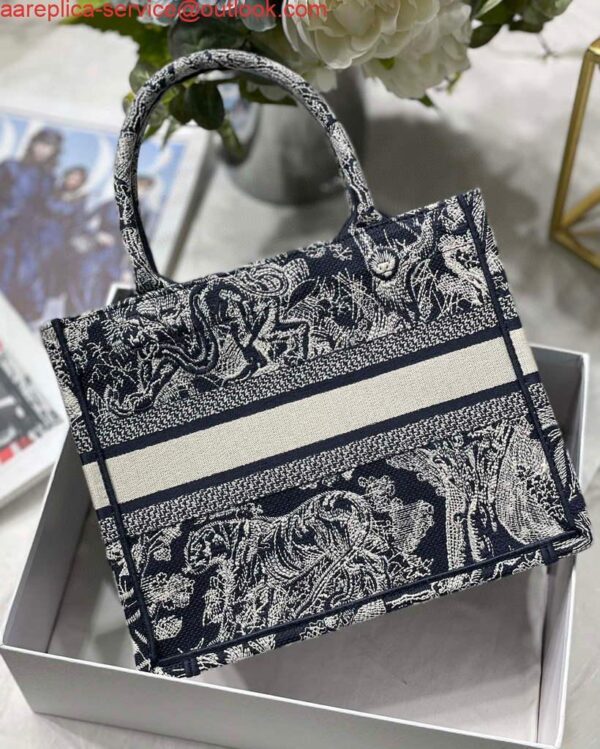 Replica Dior Book Tote M1265 Small Toile De Jouy Embroidery Blue 7