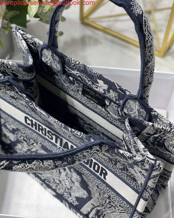 Replica Dior Book Tote M1265 Small Toile De Jouy Embroidery Blue 10