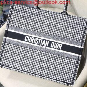 Replica Dior Book Tote M1286 Black and White Houndstooth Embroidery