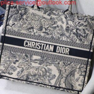 Replica Dior Book Tote M1286 Black Toile de Jouy Embroidery