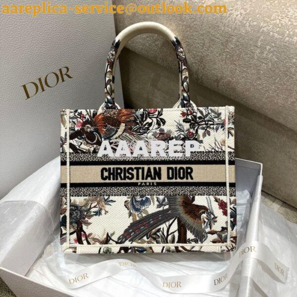 Replica Dior Book Tote bag in Ecru Multicolor Dior Jardin d'Hiver Embr 12