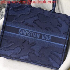 Replica Dior Book Tote M1286 Blue Camouflage Embroidery