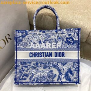 Replica Dior Book Tote bag in Fluorescent Blue Toile de Jouy Transpare