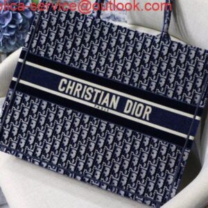 Replica Dior Book Tote M1286 Blue Dior Oblique Velvet