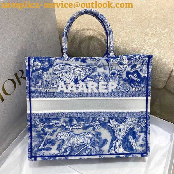 Replica Dior Book Tote bag in Fluorescent Blue Toile de Jouy Transpare 8