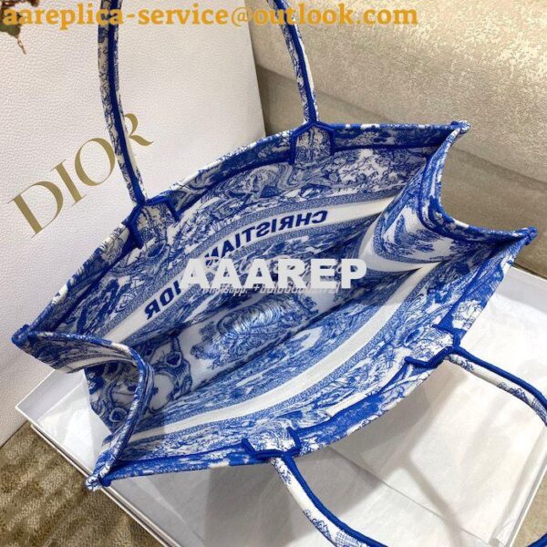 Replica Dior Book Tote bag in Fluorescent Blue Toile de Jouy Transpare 9