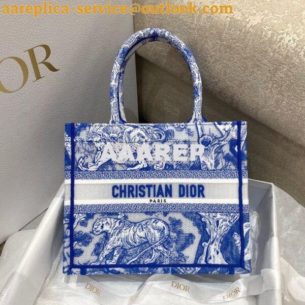 Replica Dior Book Tote bag in Fluorescent Blue Toile de Jouy Transpare 12