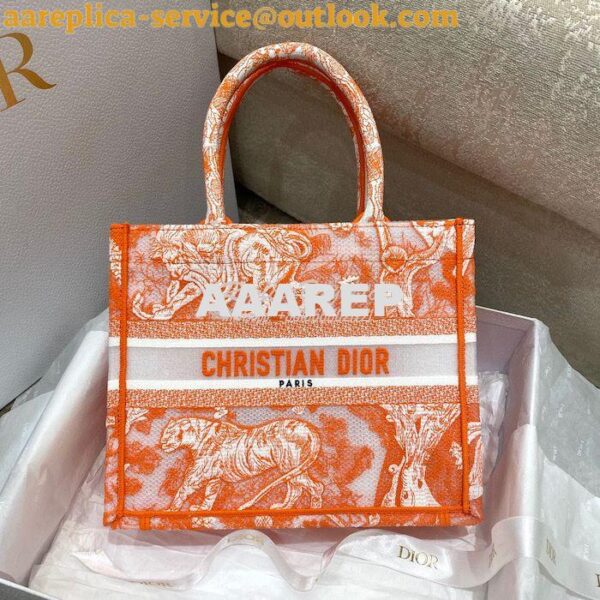 Replica Dior Book Tote bag in Fluorescent Orange Toile de Jouy Transpa 3