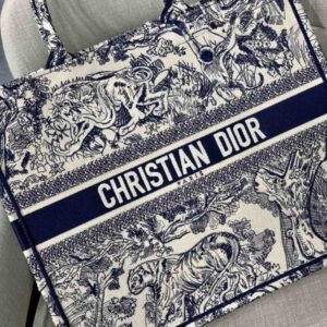 Replica Dior Book Tote M1286 Blue Toile de Jouy Embroidery