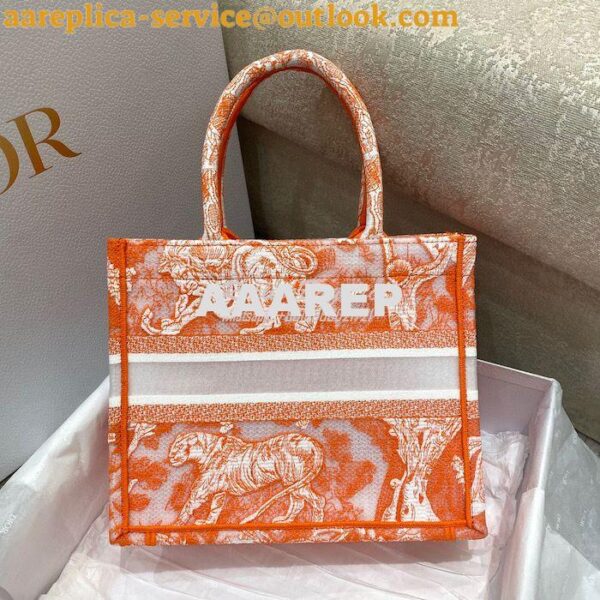 Replica Dior Book Tote bag in Fluorescent Orange Toile de Jouy Transpa 9